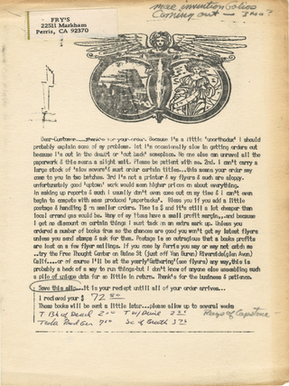 Item #187 "Receipt". Al Fry